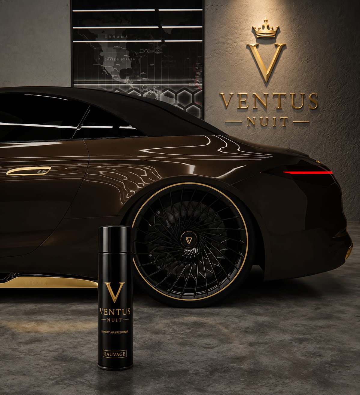 VENTUS NUIT Luxury Air Freshener lângă un automobil premium